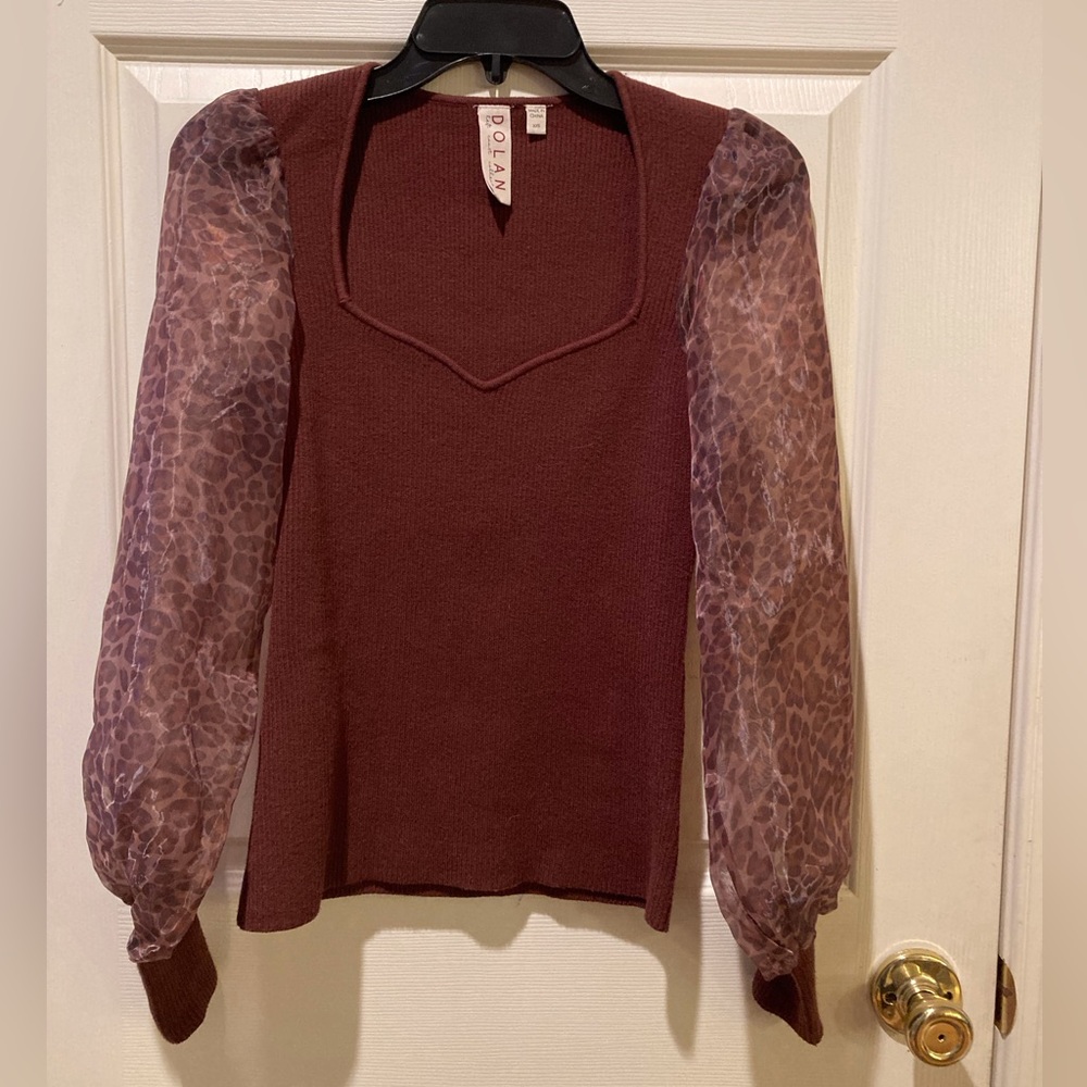 Anthropologie Dolan Russet Feminine Sweetheart Neckline Fitted Sweater XXSmall - Picture 6 of 9